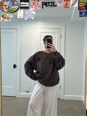Vintage Champion Chocolate Brown Oversized Crewneck Sweatshirt XL 90s Y2K